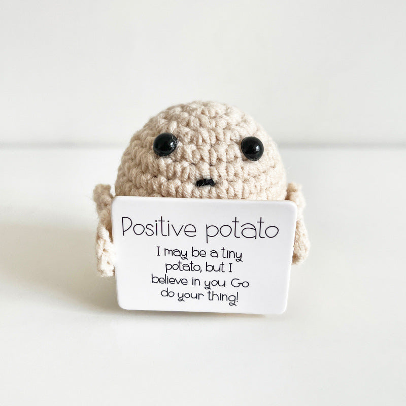 Cute Funny Potato Facial Expression Bag Handmade Crocheted Doll Hanging Buckle Schoolbag