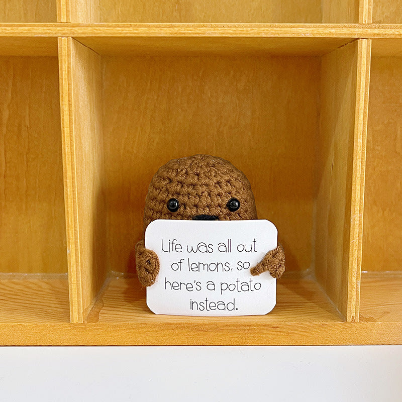 Cute Funny Potato Facial Expression Bag Handmade Crocheted Doll Hanging Buckle Schoolbag