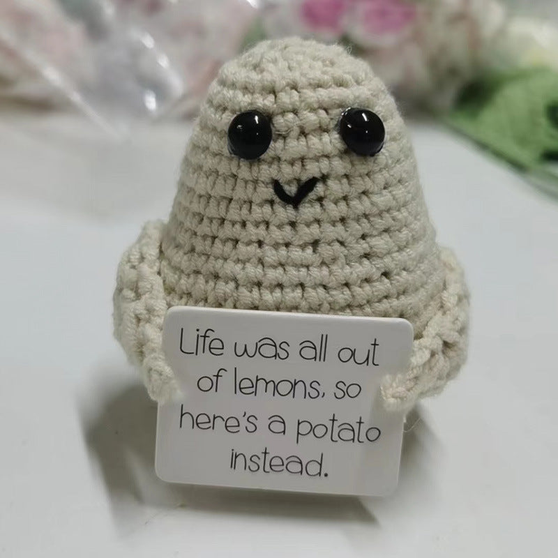 Cute Funny Potato Facial Expression Bag Handmade Crocheted Doll Hanging Buckle Schoolbag